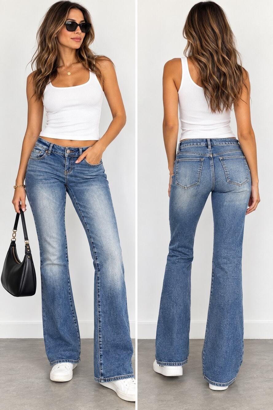 S.O.N.G. Women’s Jeans Size 13/31 Bootcut Flare Stretch Denim Y2K Medium Wash